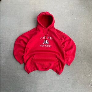 Vintage 90s Cape May New Jersey Hoodie Alstyle Oversized Red Mens Size XL